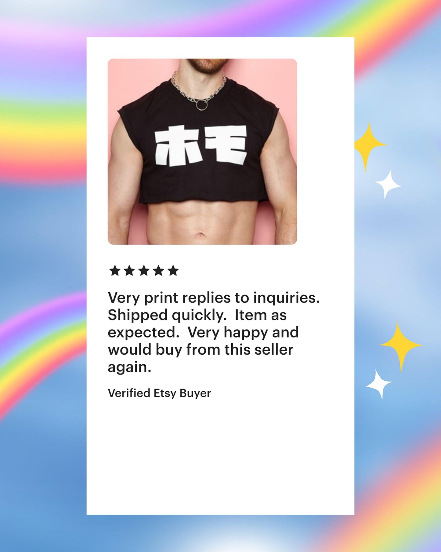 HOMO in Japanese, white on black - sleeveless crop top.