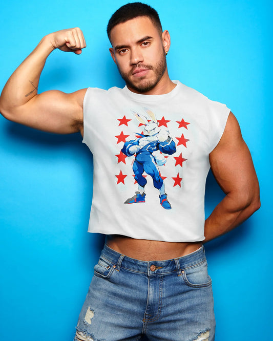 Space furries: Buck the Space ranger on white - low crop/ tshirt crop