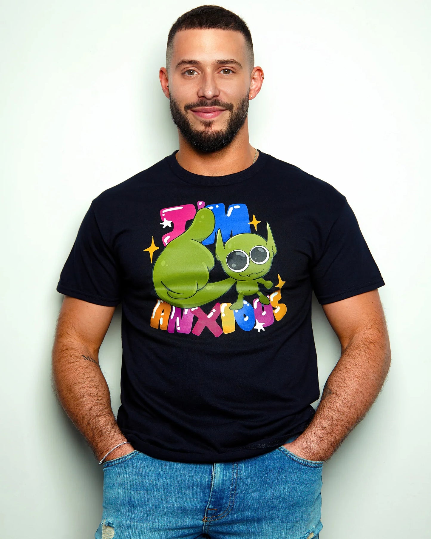 Goblin core: I'm anxious but OK! mens tshirt - black