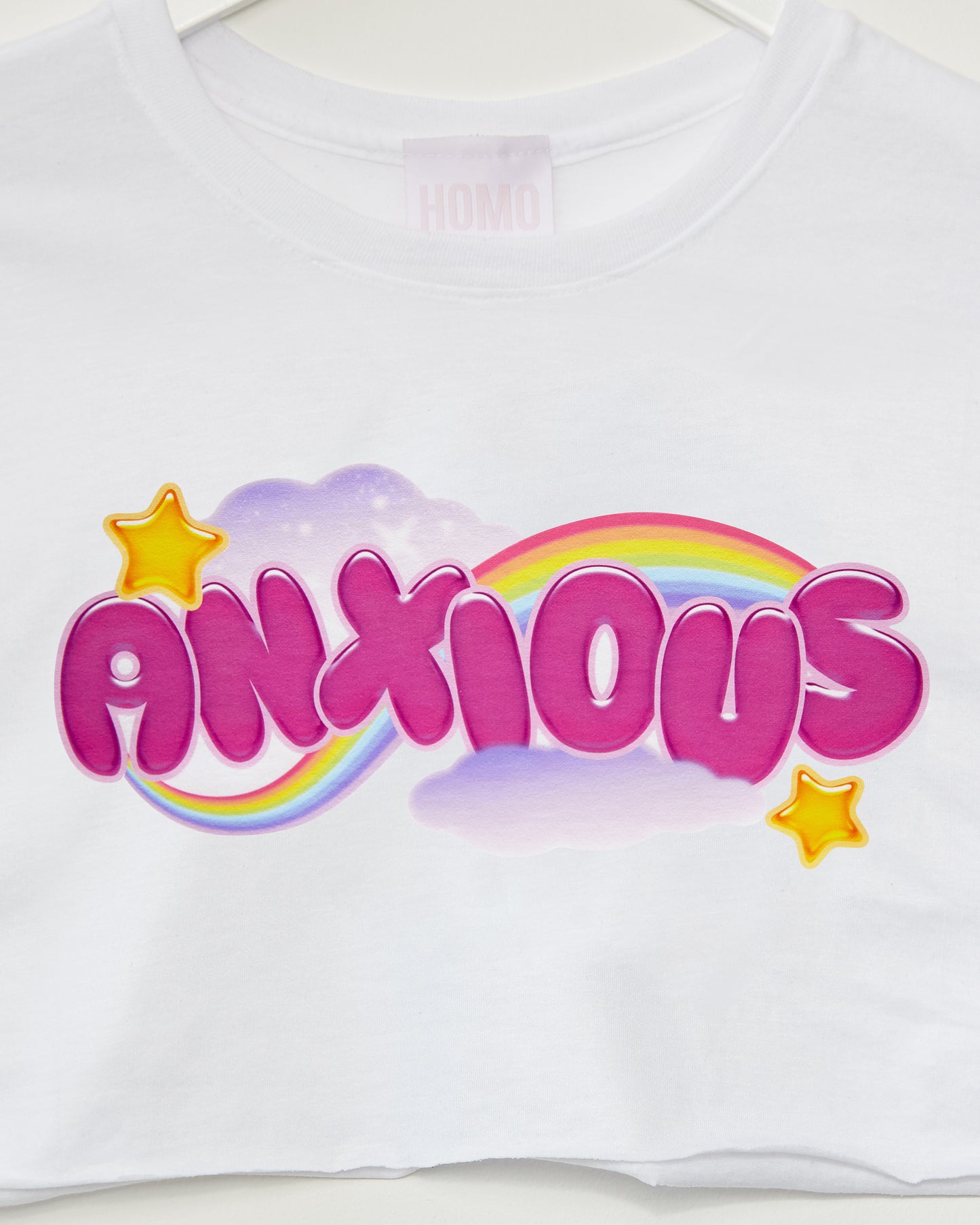 Anxious but cute, white - crop top.