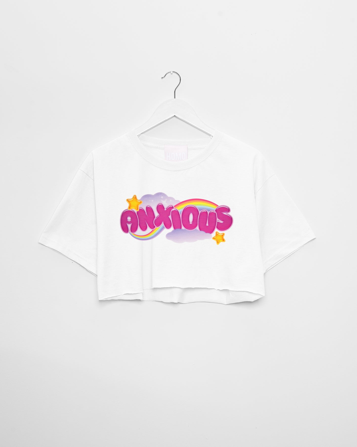 Anxious but cute, white - crop top.