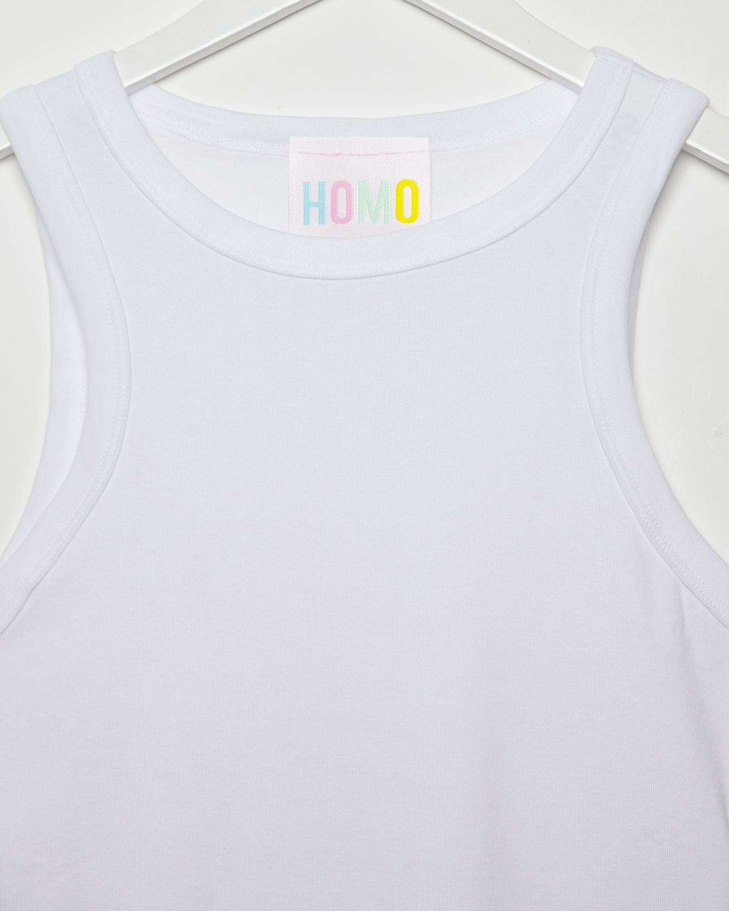 No Print just vibes: white low cut cropped tank