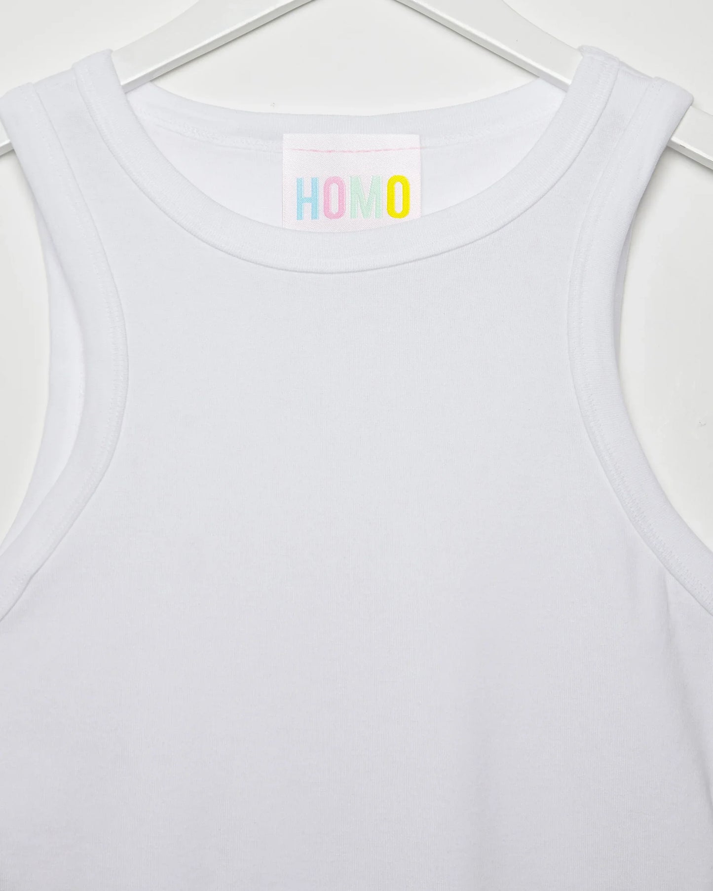 No Print just vibes: white low cut cropped tank