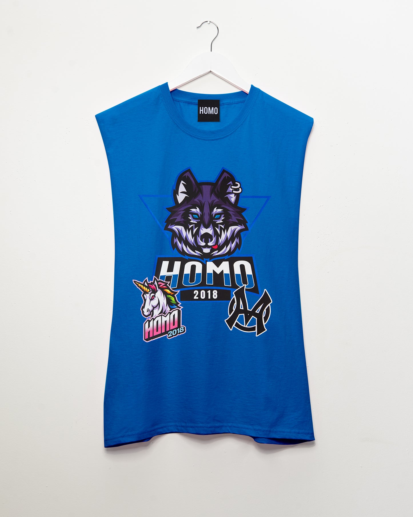 Sporty wolf, blue - sideless tee