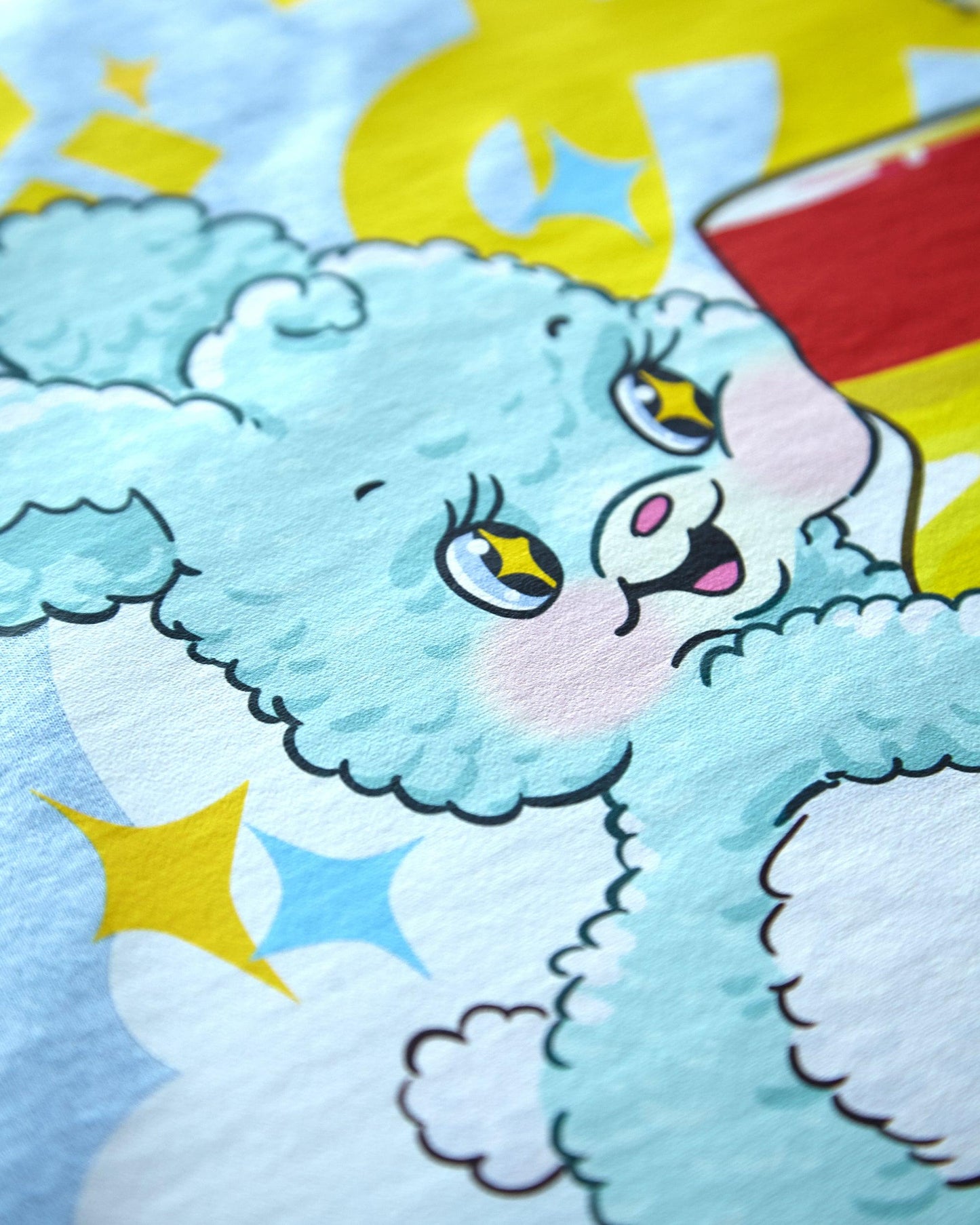 This little bunny loves his poppers on light blue - tee