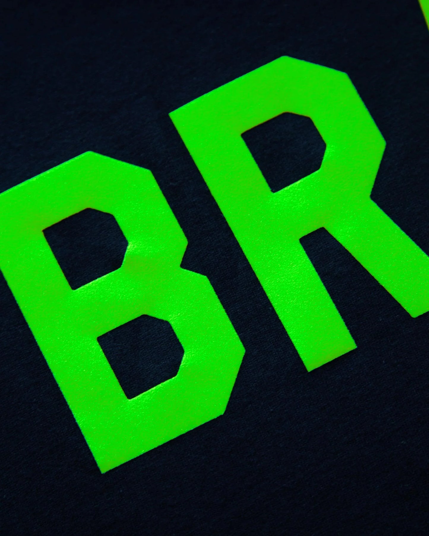 Fluorescent green flock BRAT - black crop top