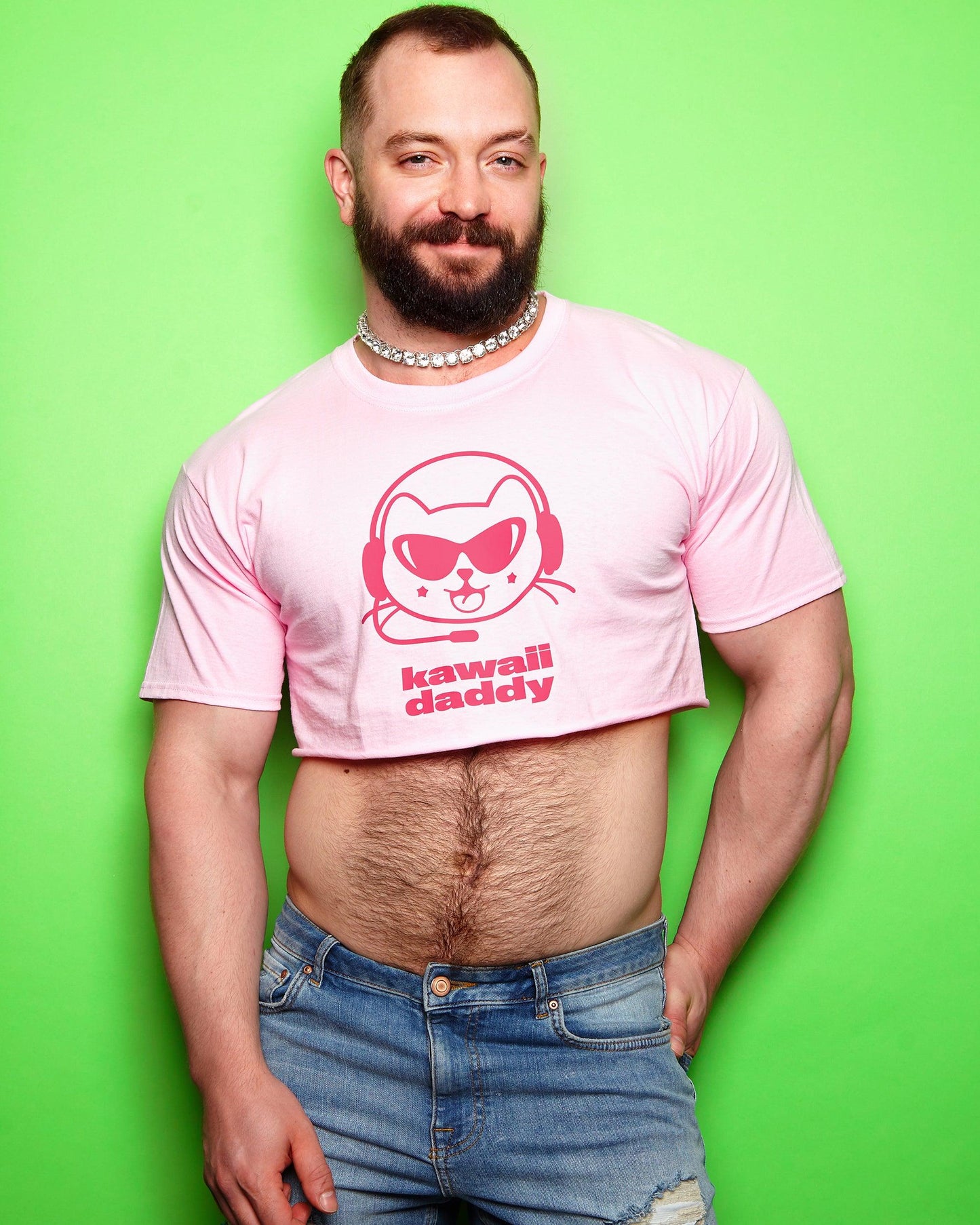 Kawaii daddy, fuchsia/pink - crop top