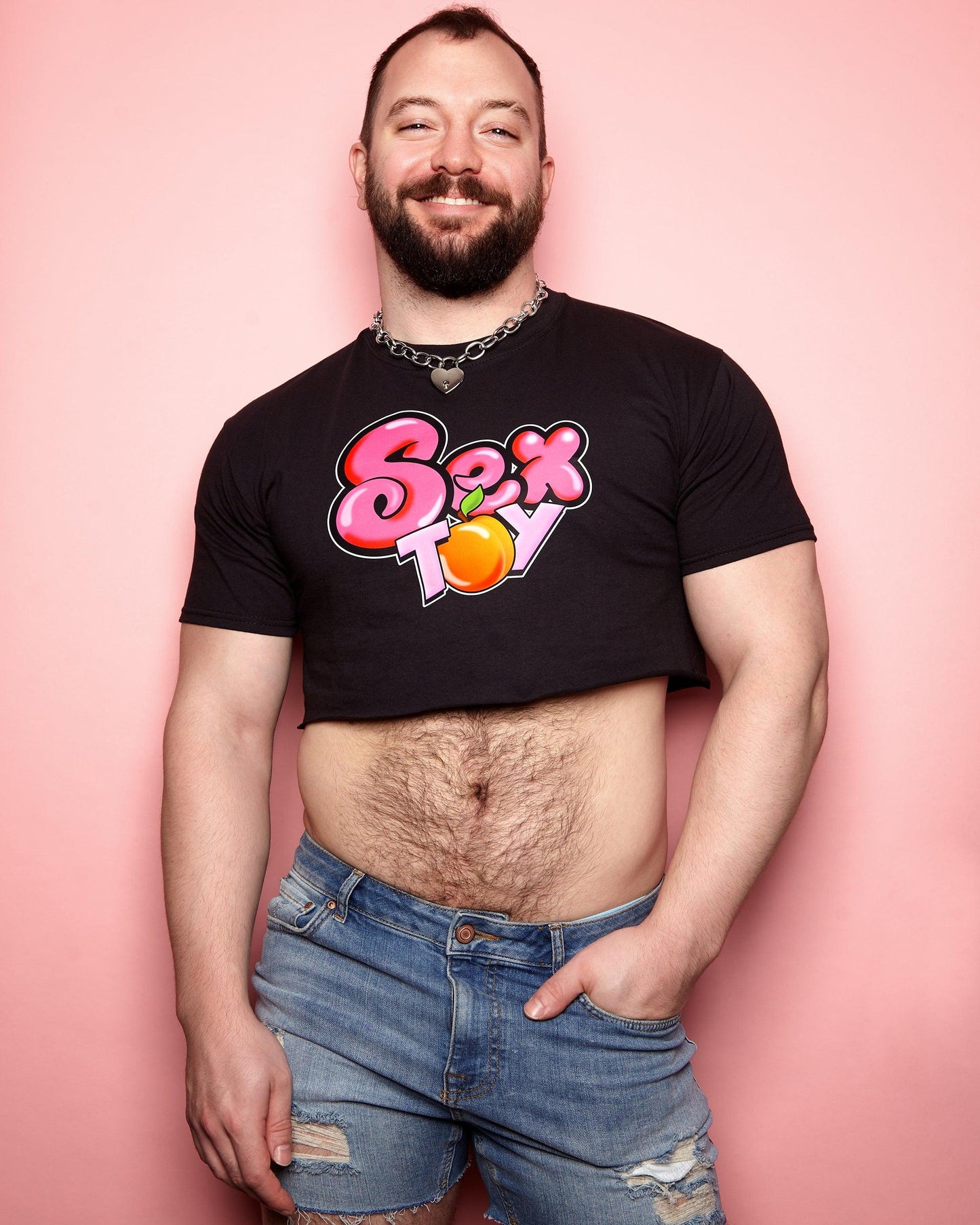 Sex toy on black - crop top