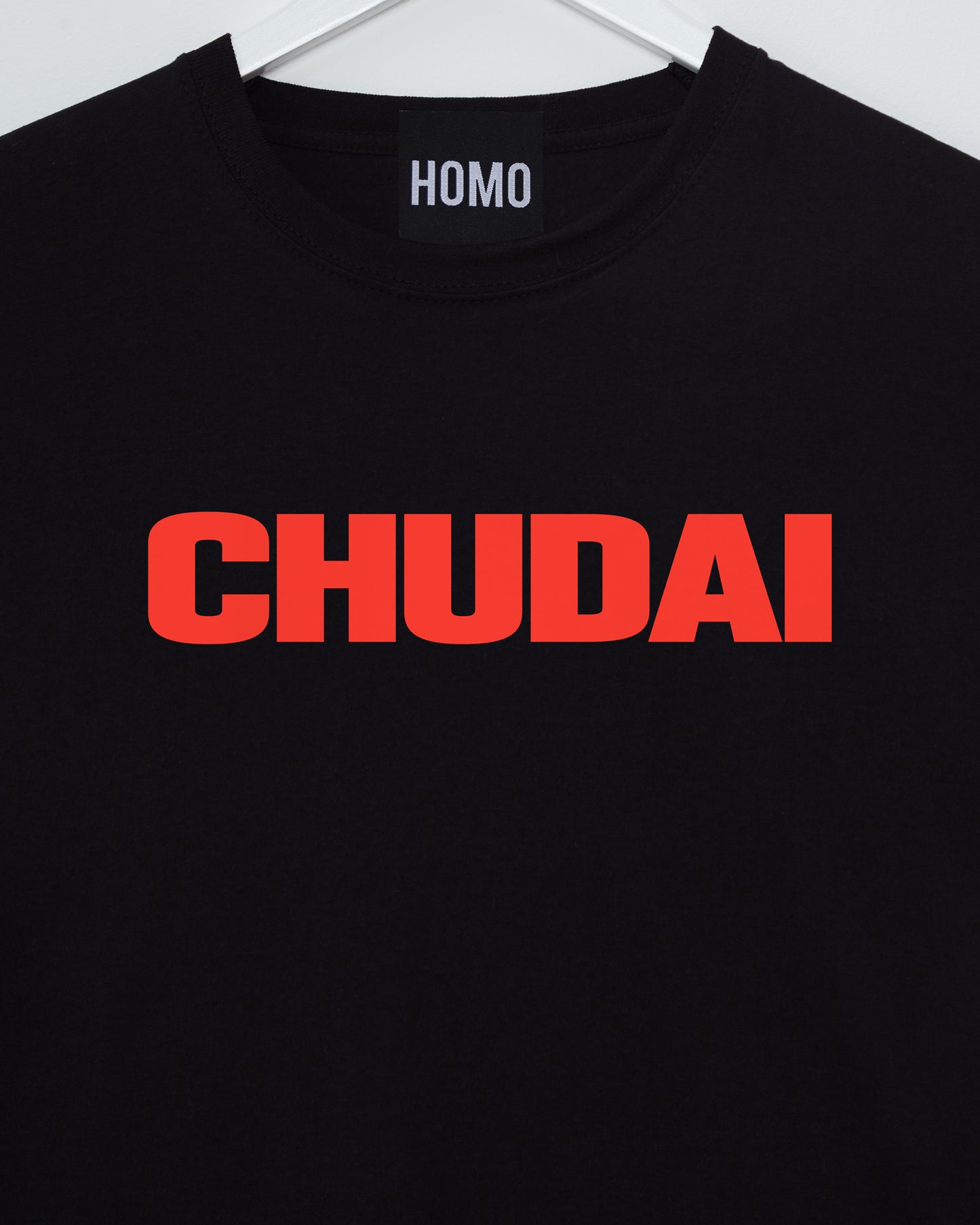 Chudai, red print on black - tshirt