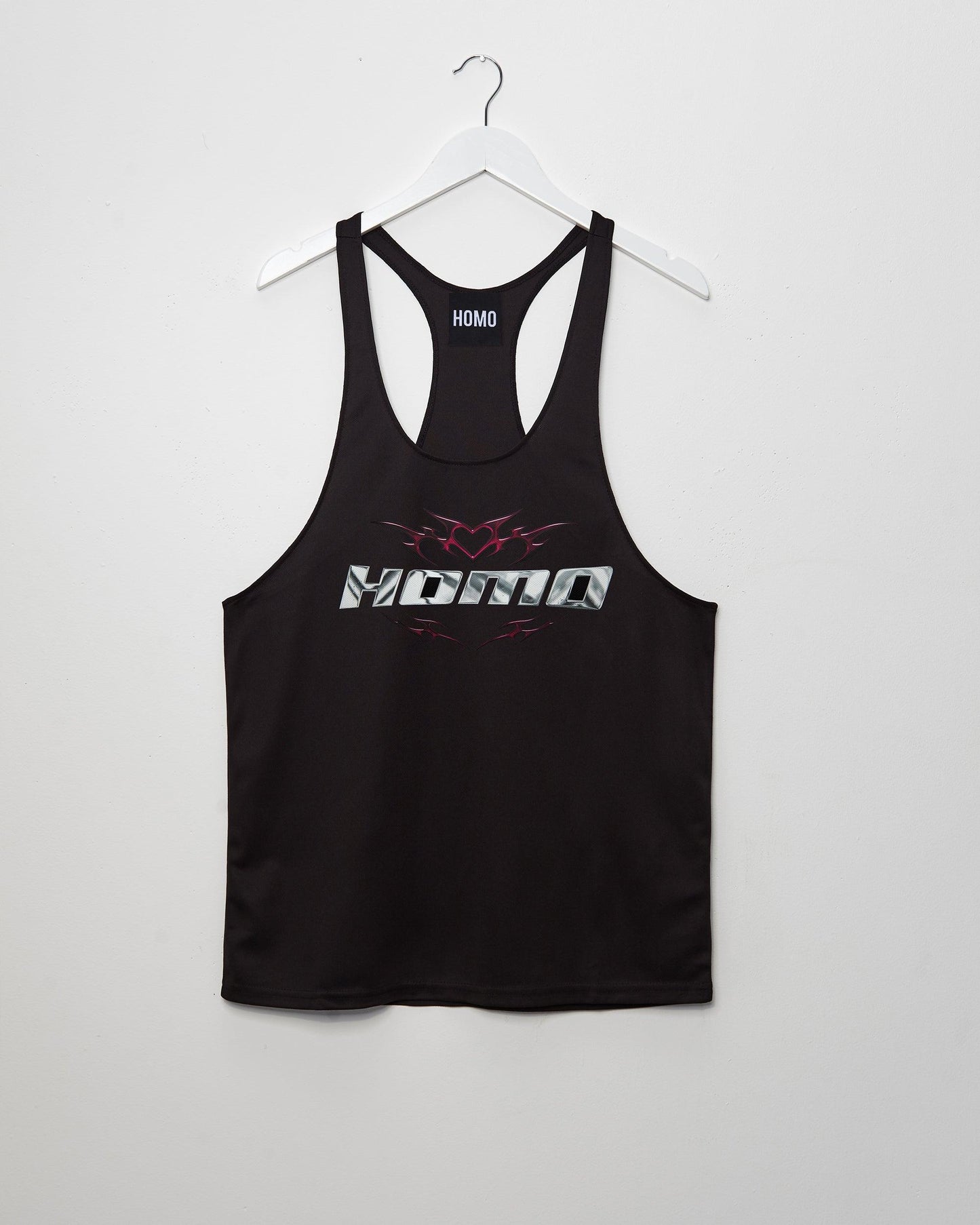 Double Pack - Chrome Y2K: HOMO, silver and pink on black- tank and basket ball shorts - Full outfit.