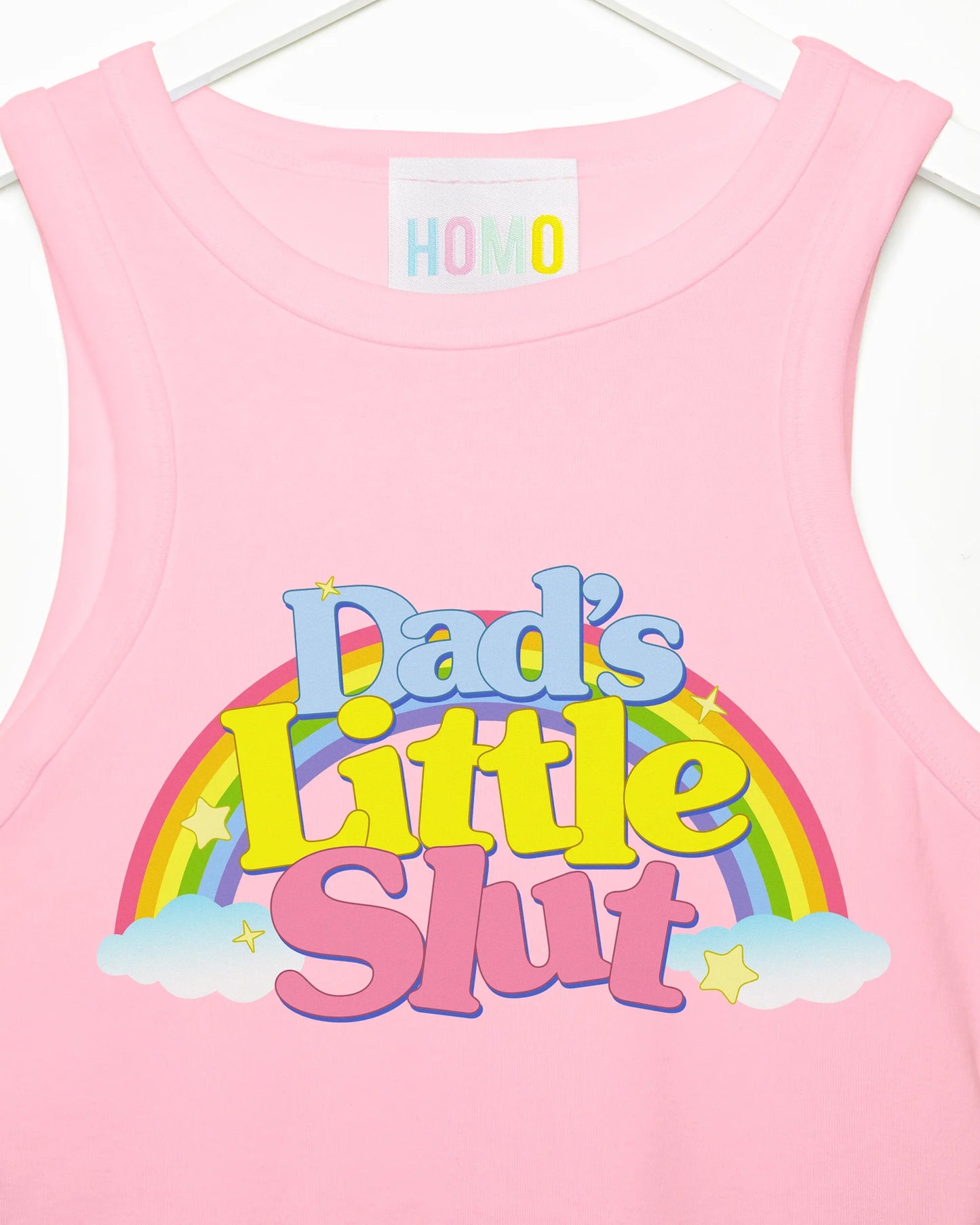 Dad's little s/ut on light pink - low cut cropped tank