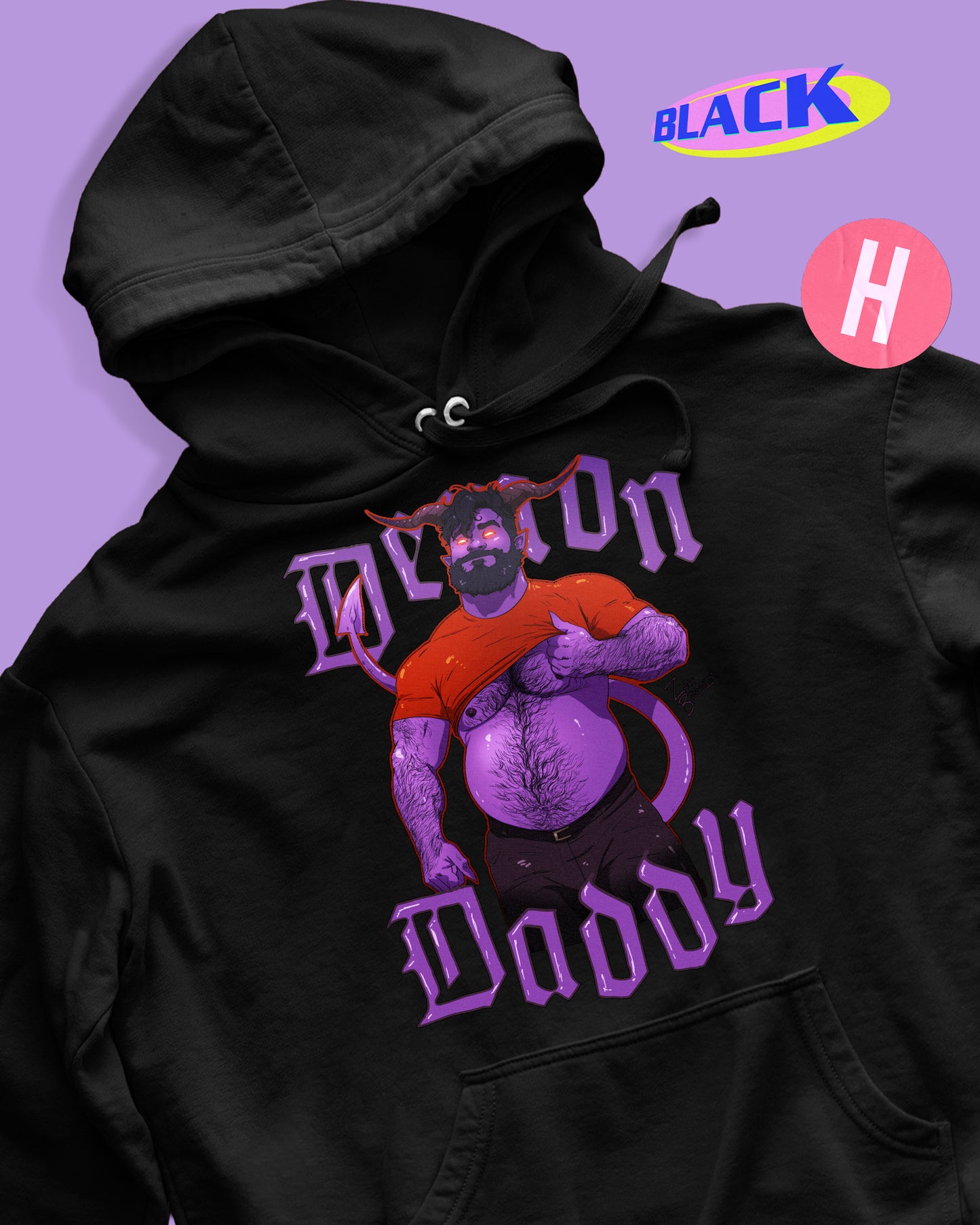 Demon daddy chunky demon hunk soft style hoodie - black