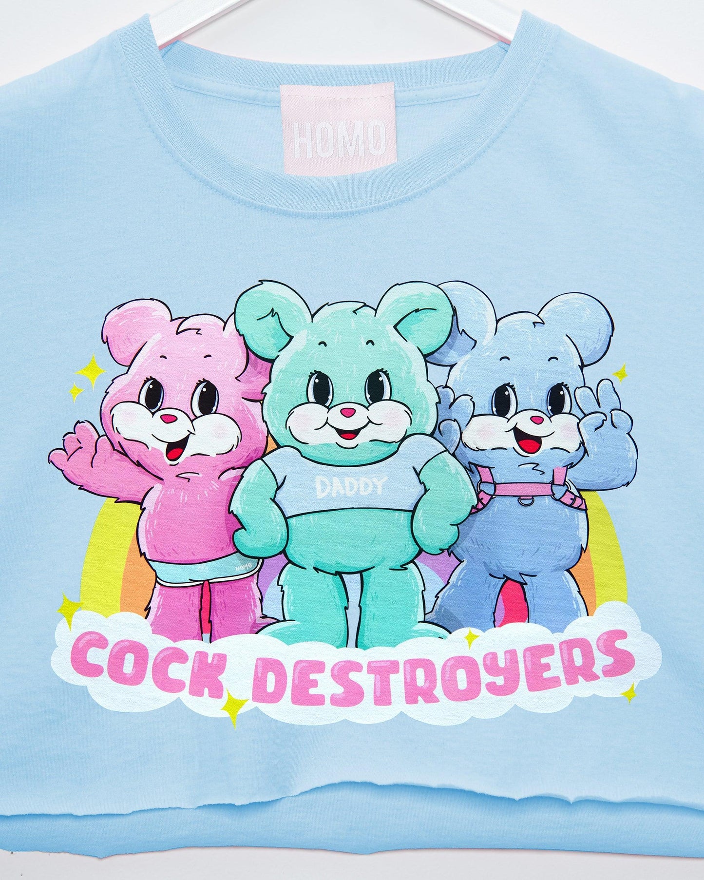The cock destroyer bears - light blue crop top - HOMOLONDON