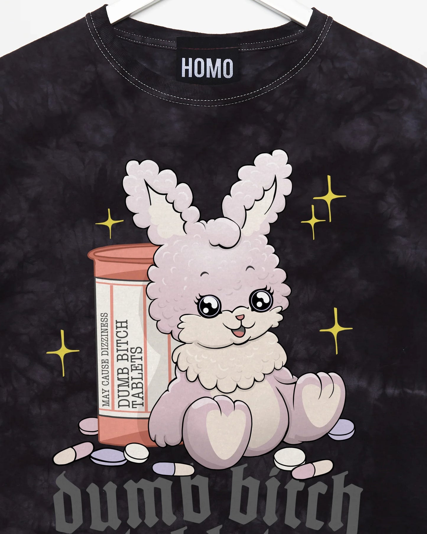 Dumb b!tch tablets on black tie dye - tshirt