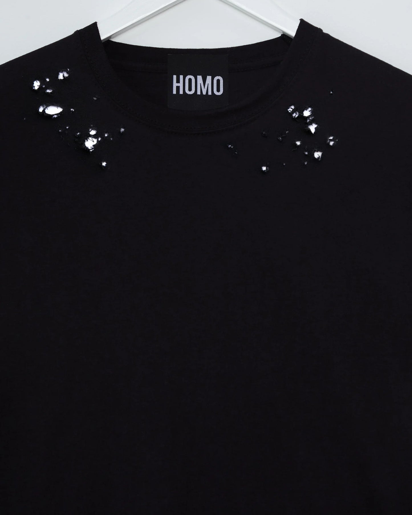 No Print just vibes: Black distressed low cropped tshirt