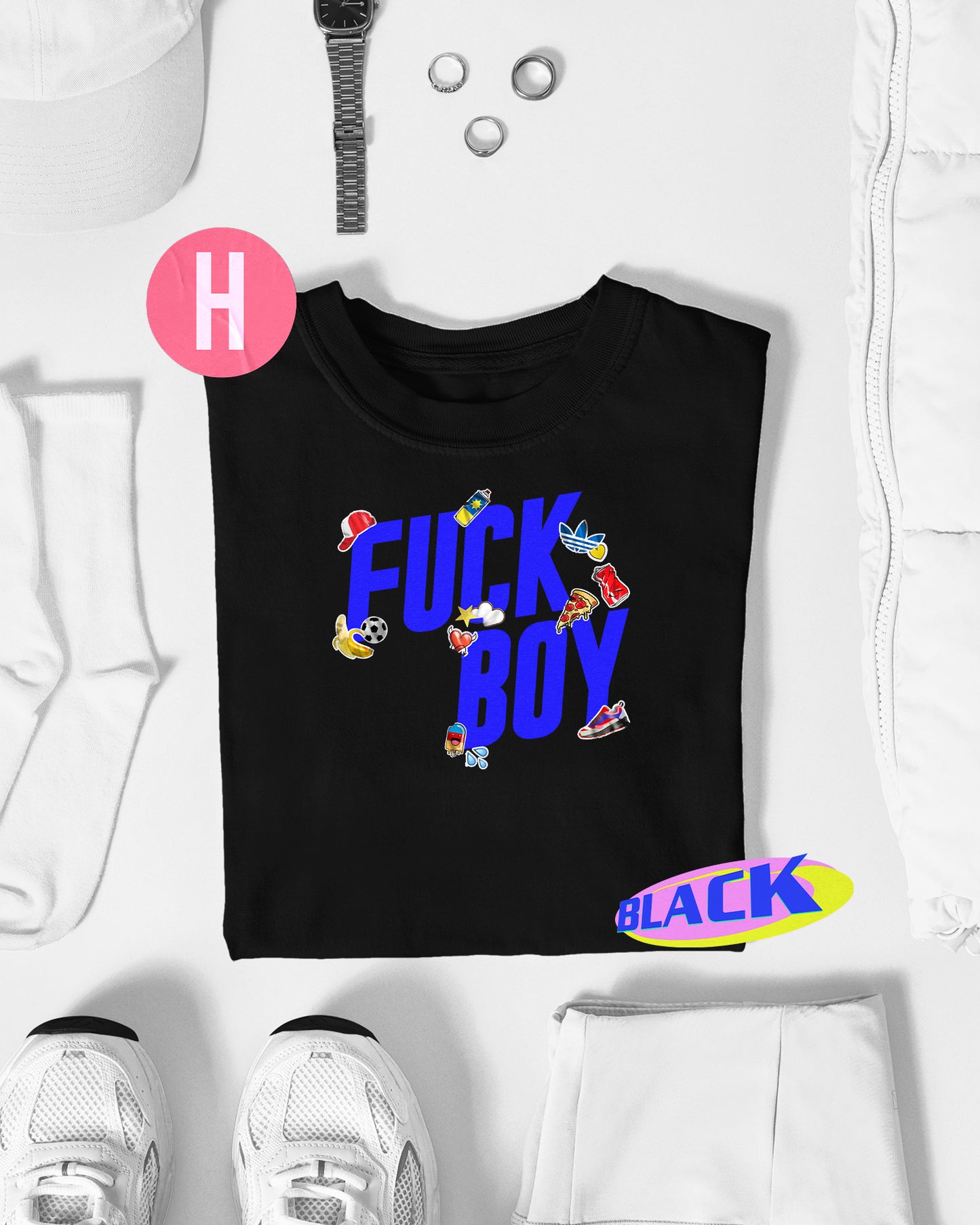 F/ck boy shirt, naughty slogan tee - Black