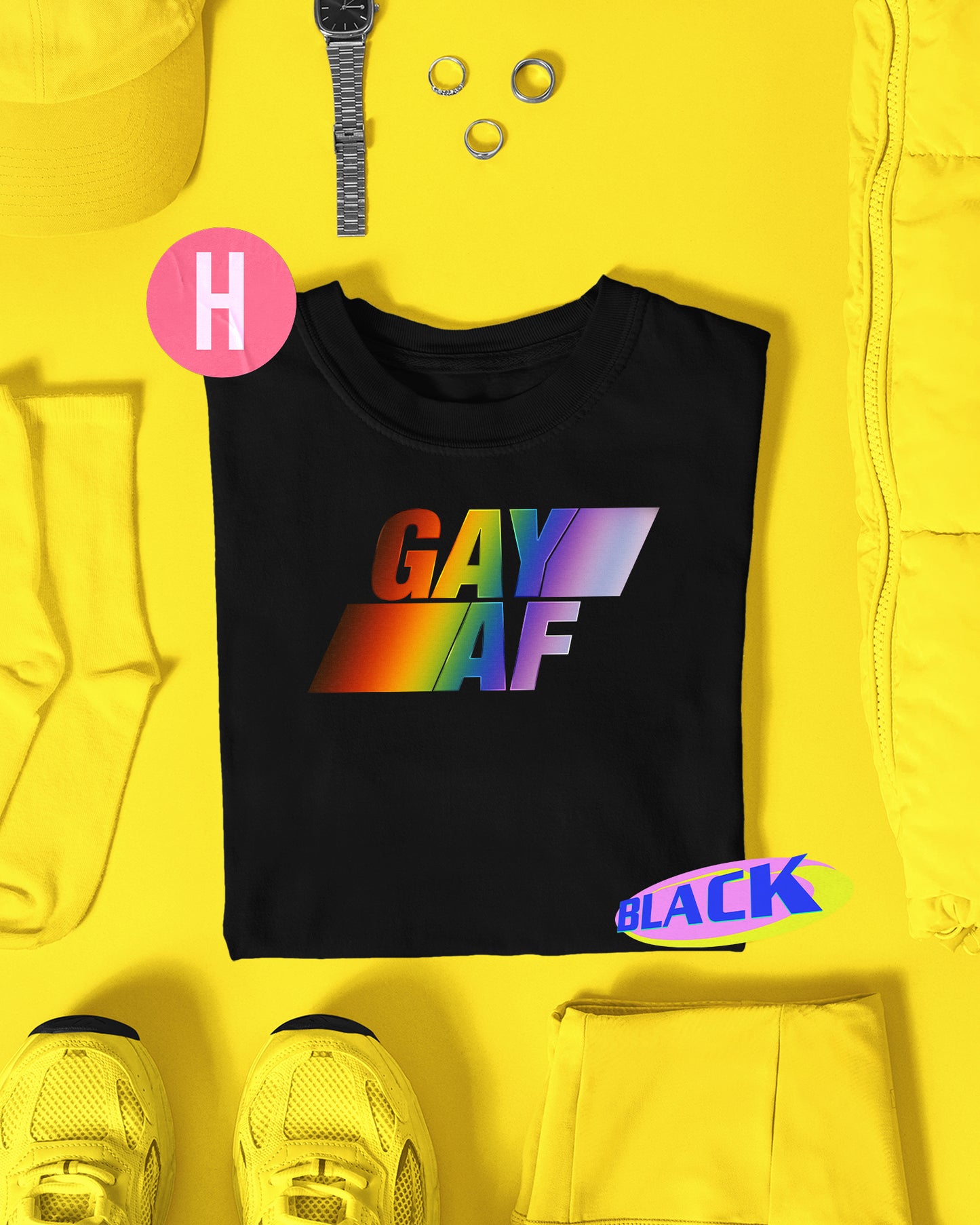 Retro style AY AF slogan on black - tee