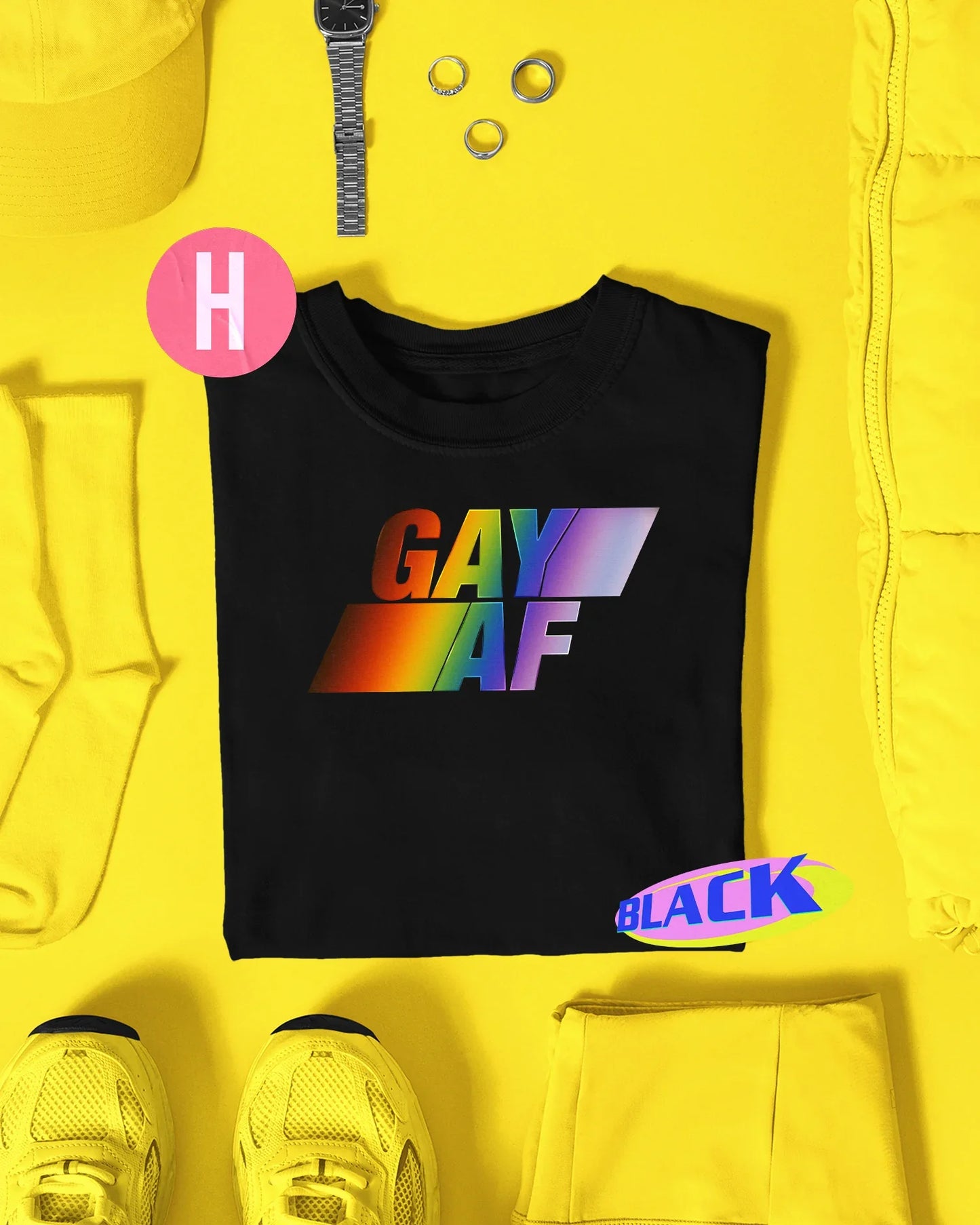 Retro style AY AF slogan on black - tee