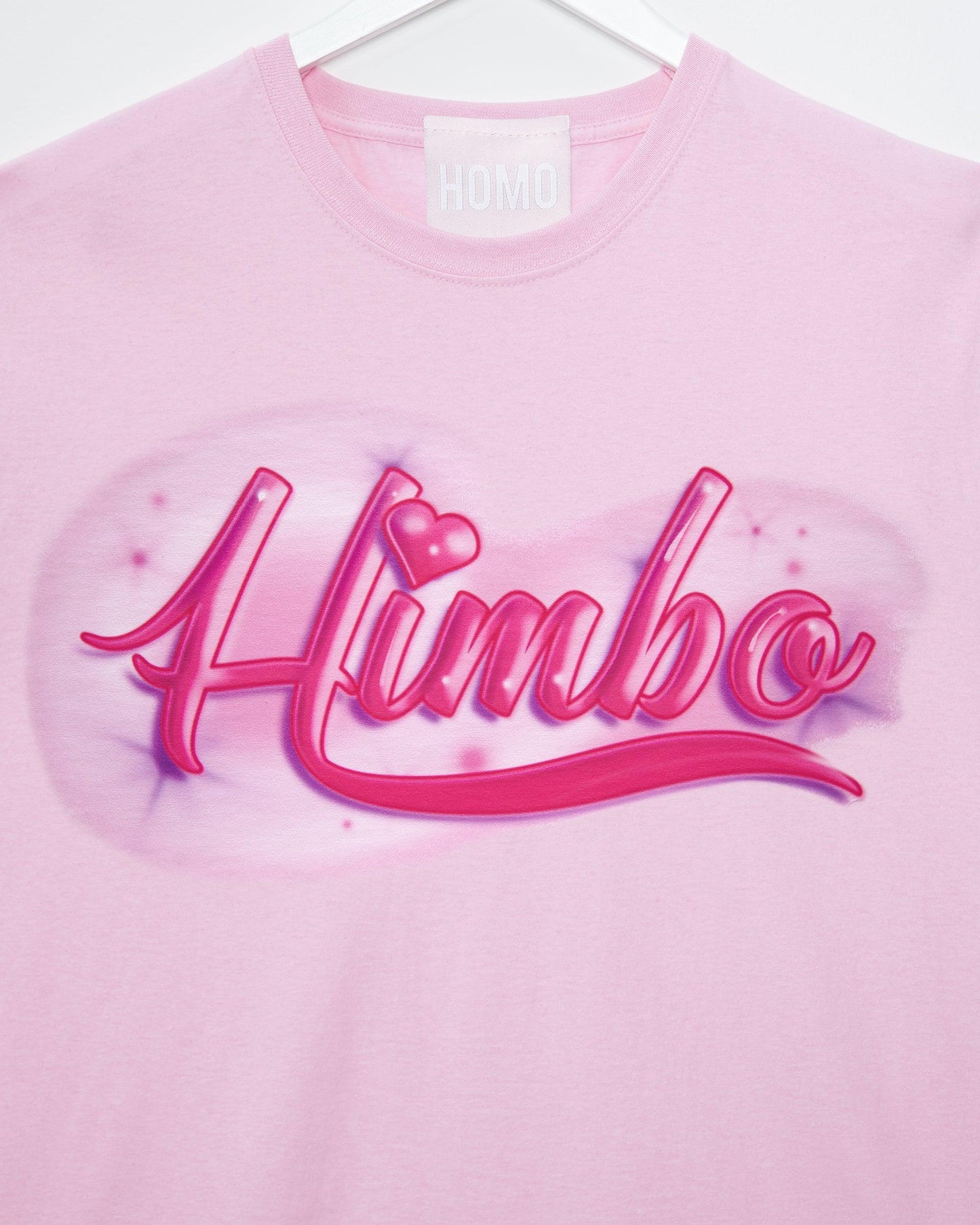 Spray paint style himbo on pink - cropped tee.