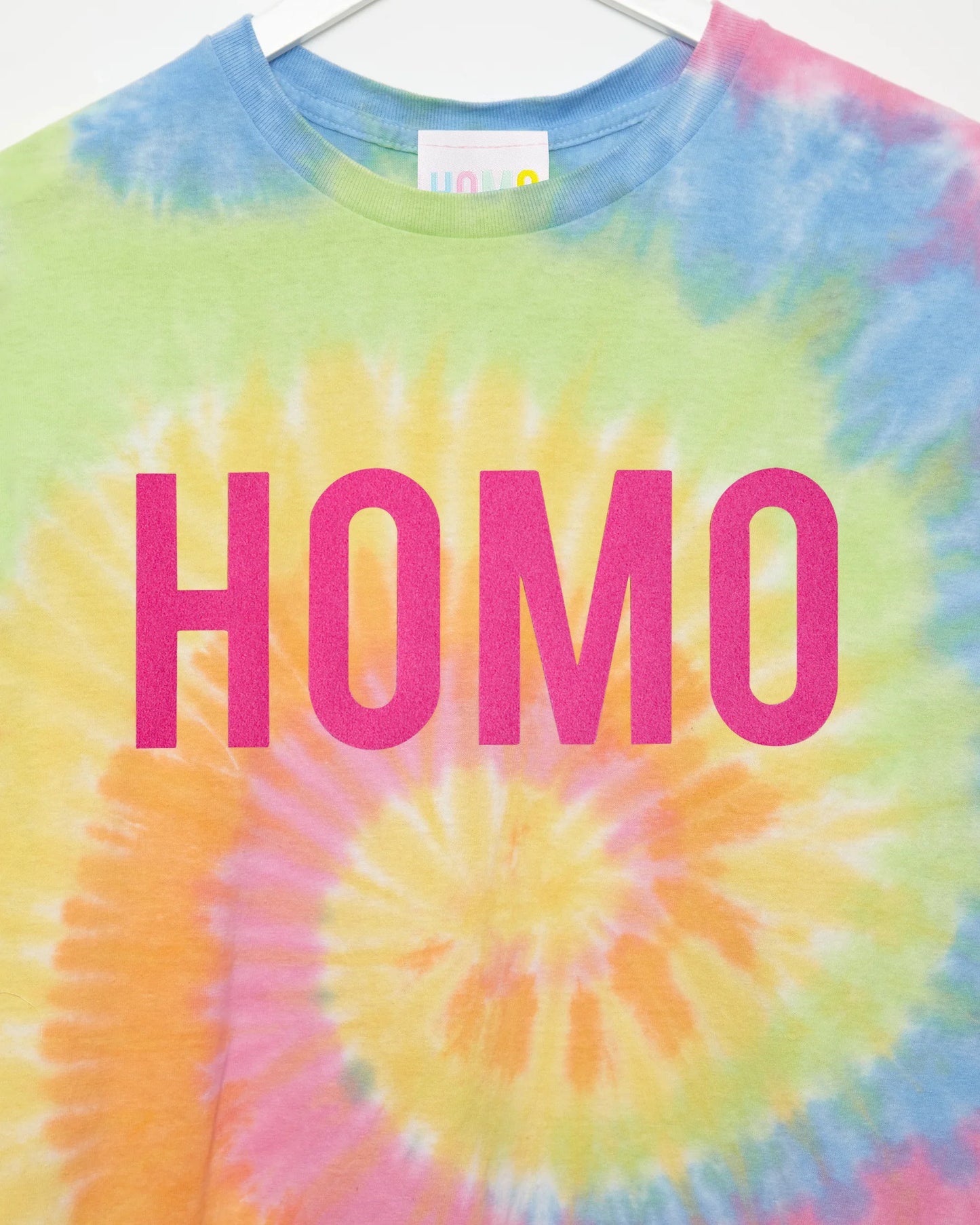 Pink flock HOMO tie-dye - low cut crop top