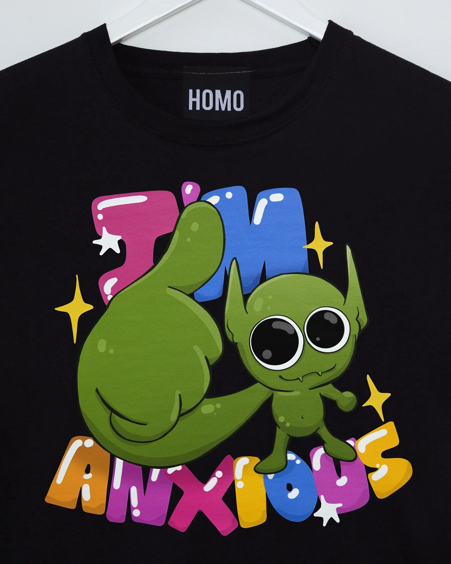 Goblin core: I'm anxious but OK! mens tshirt - black