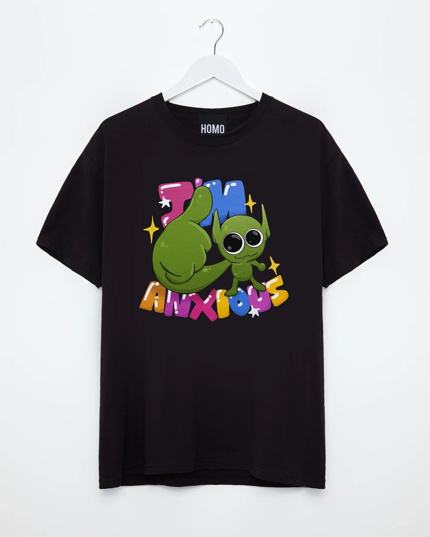 Goblin core: I'm anxious but OK! mens tshirt - black