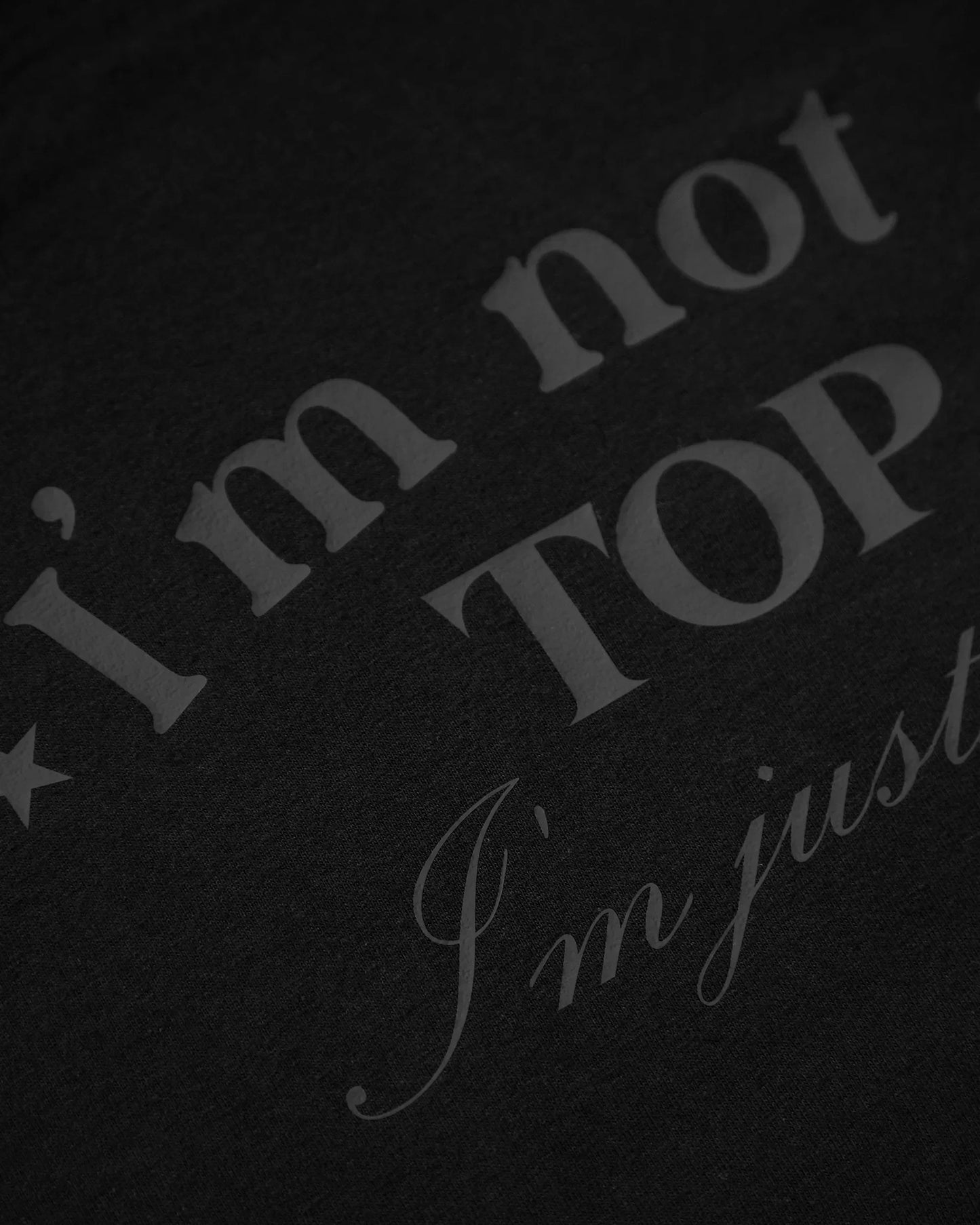 I'm not a TOP i'm just TALL, low cut cropped tee - black