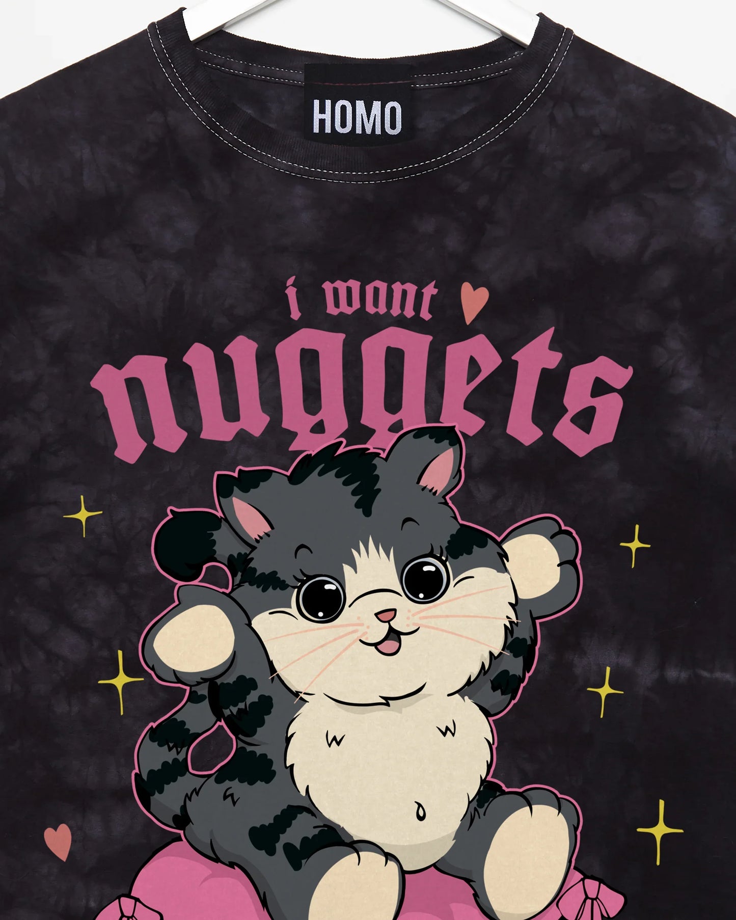 I want nuggets! on black tie dye - tshirt