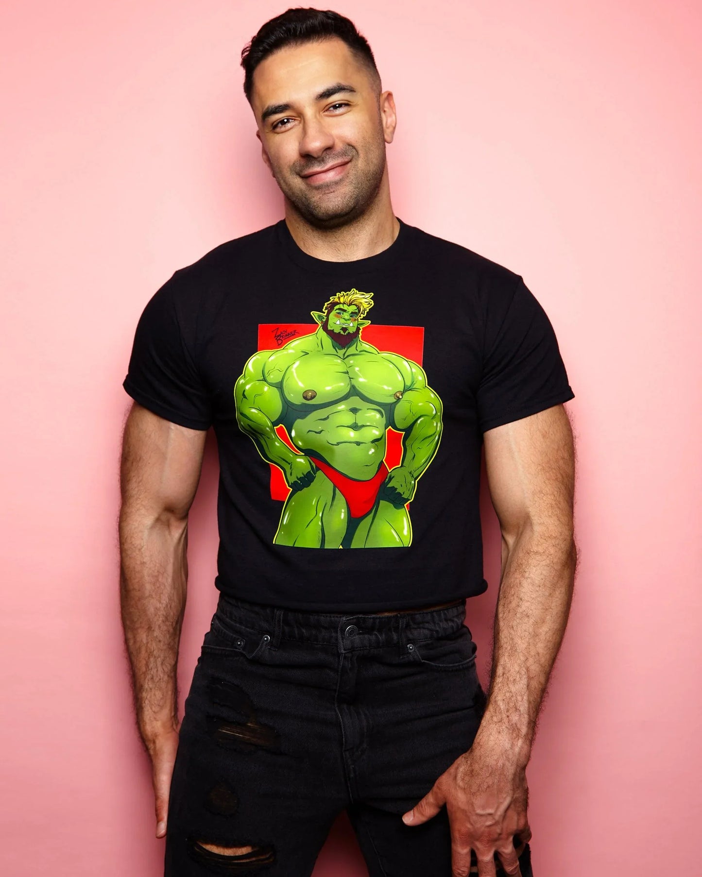 Brak the beefy orc! on black - cropped tshirt / crop top - HOMOLONDON