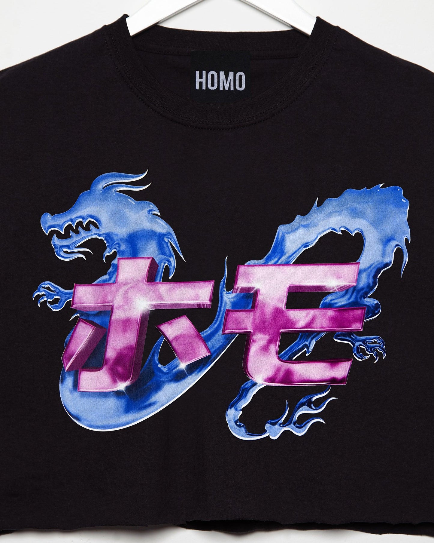 Y2K Dragon on black - sleeveless crop top