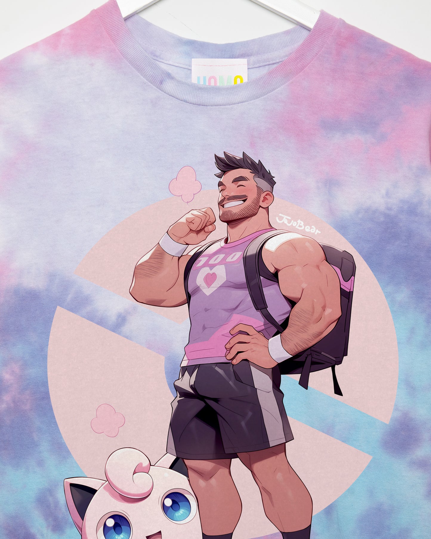 Jojo Bear: Trainer Stephen on pink tie-dye - sideless tshirt