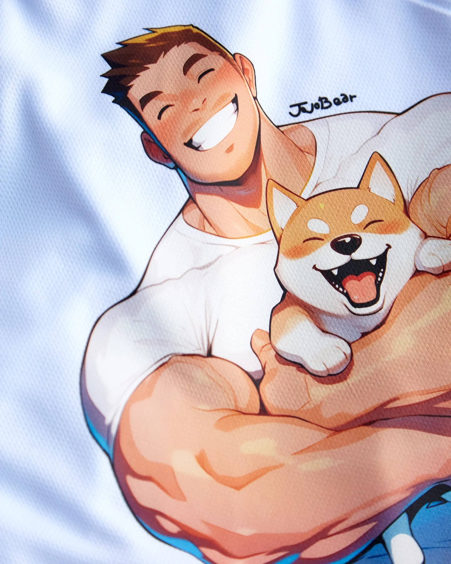 Jojo Bear: Hunky Hank with his Shiba Inu on white - basket ball shorts