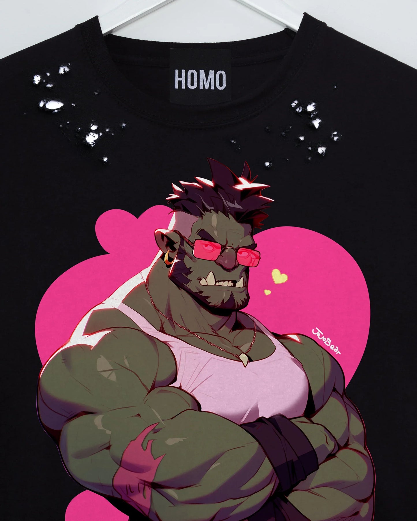 Jojo Bear: Borlo the orc on distressed - low cut crop top