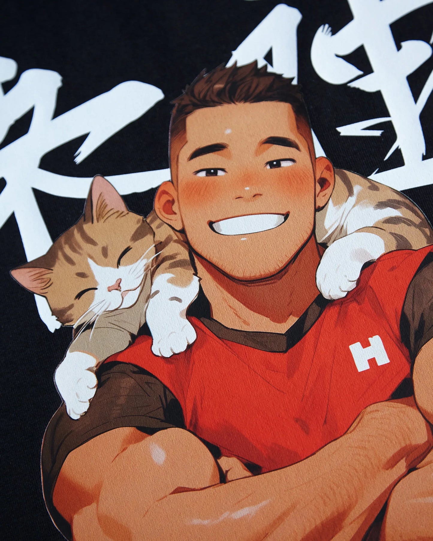 Jojo Bear: Hunky Joseph with kitten buddy on black - tank top