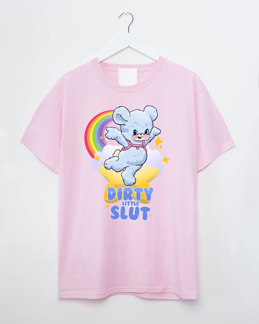 Dirty little s/ut on pink - mens tshirt