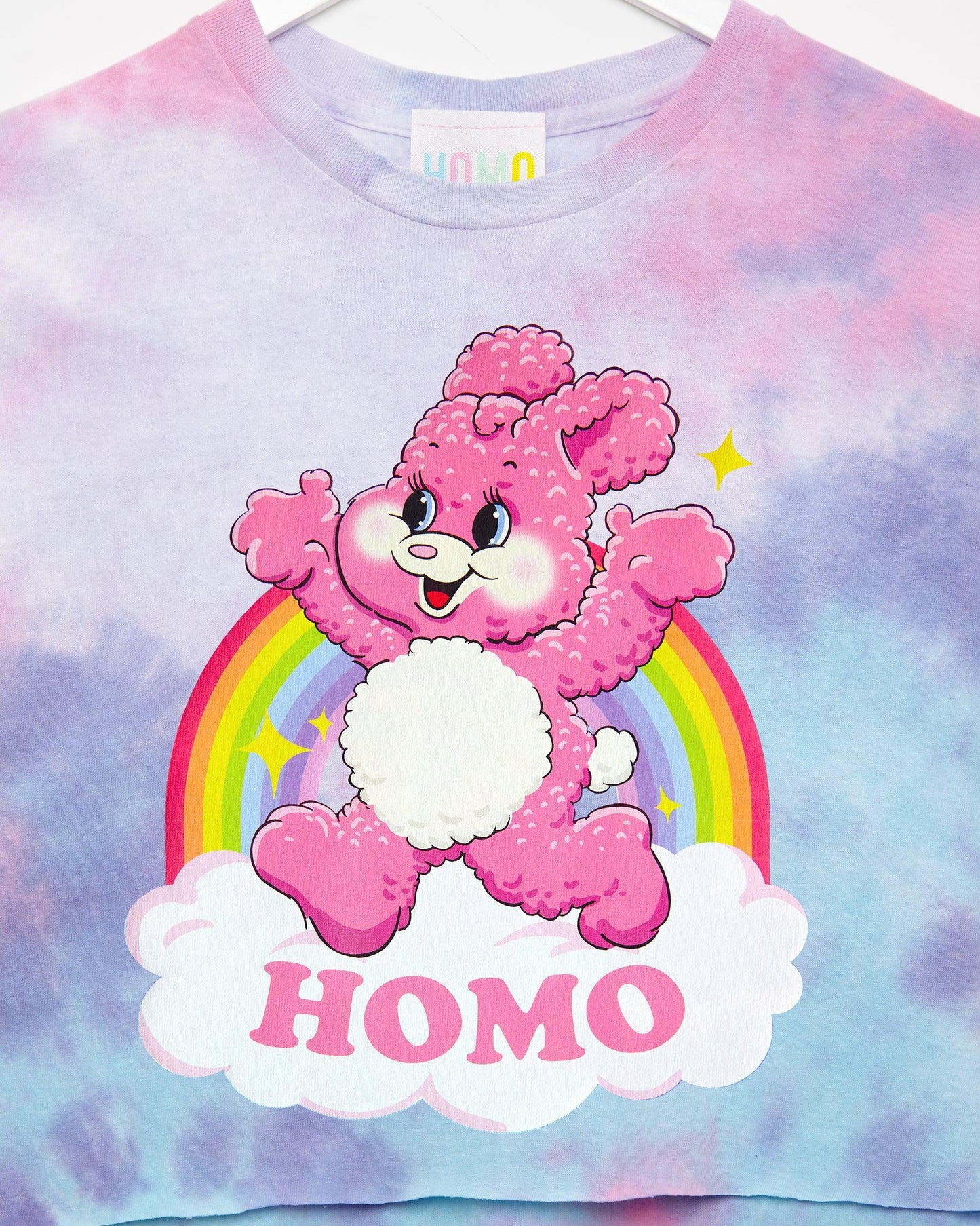 HOMO bunny on pink tie-dye - crop top