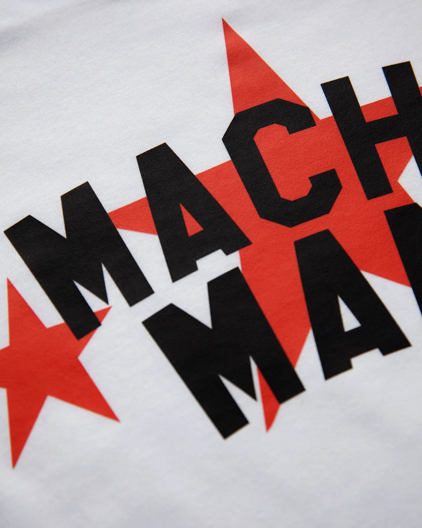 Slogan tee: Macho man on white tshirt