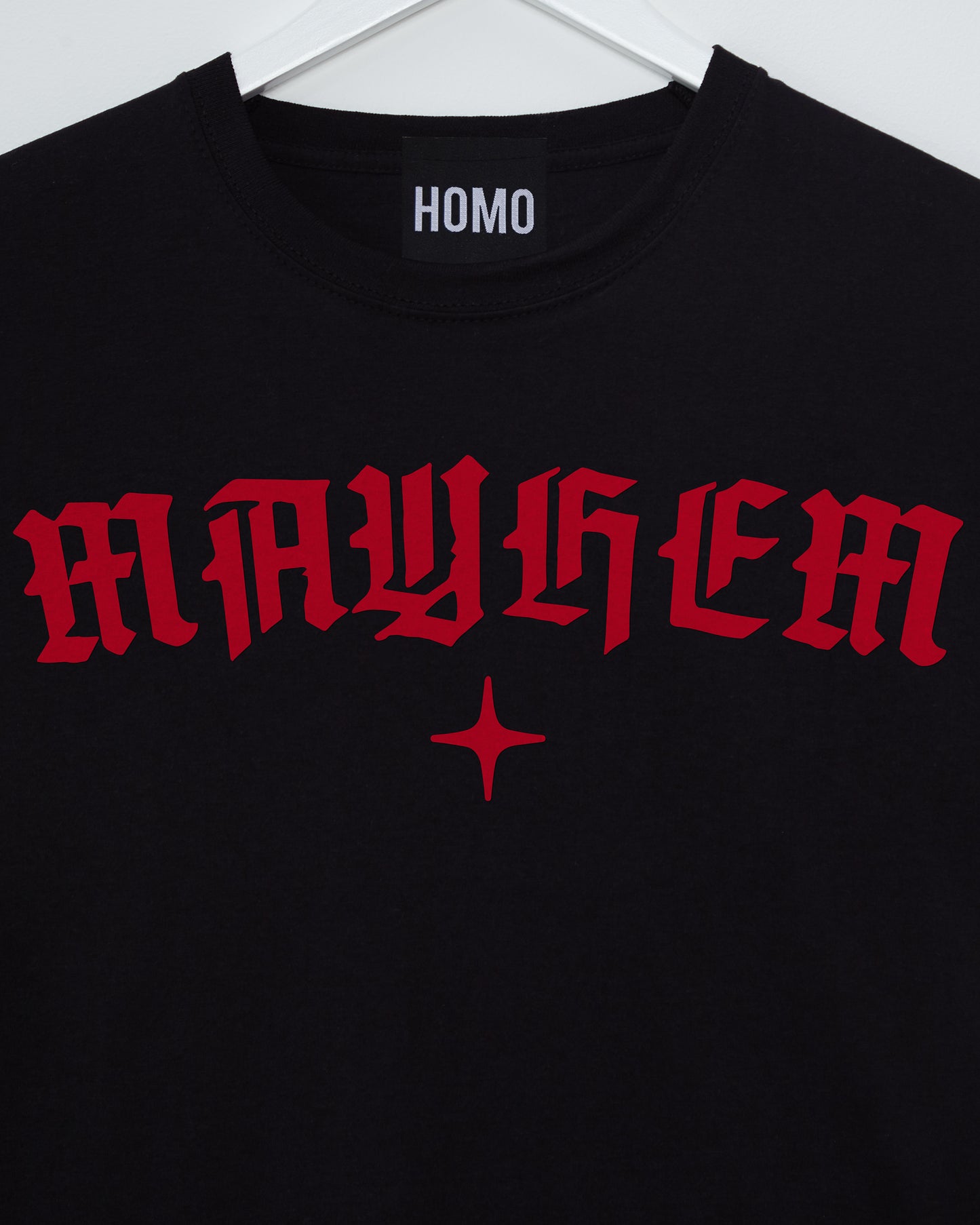 MAYHEM, low cut cropped t-shirt - black/red