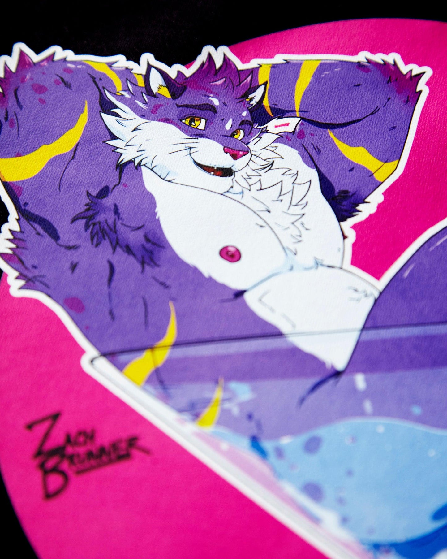 ZACH BRUNNER! Marco the cocktail cat! on black - sleeveless crop top