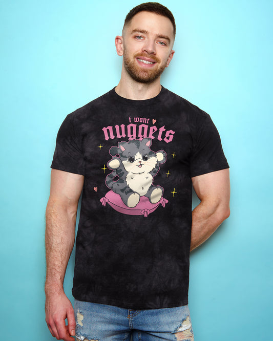 I want nuggets! on black tie dye - tshirt