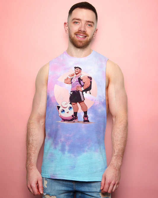 Jojo Bear: Trainer Stephen on pink tie-dye - sideless tshirt