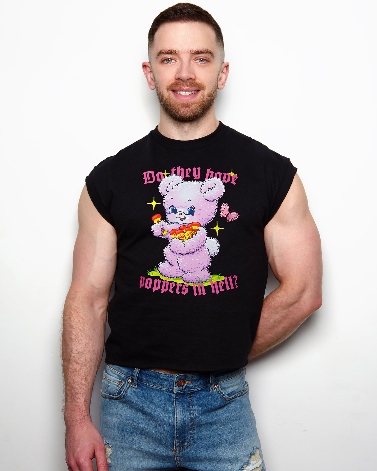 Do the have p*ppers in hell? on black sleeveless low cut cropped tshirt