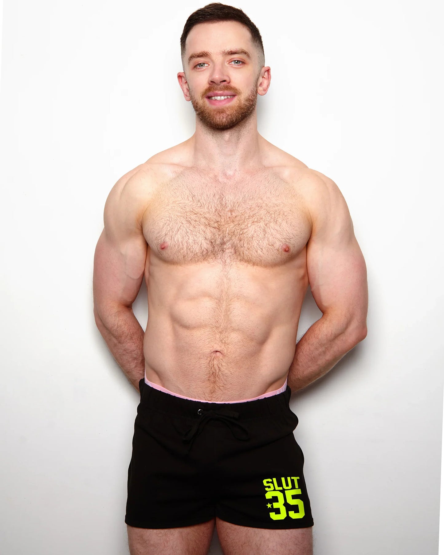 Sports jersey SLUT 35 - fluorescent yellow flock on black - Retro shorts