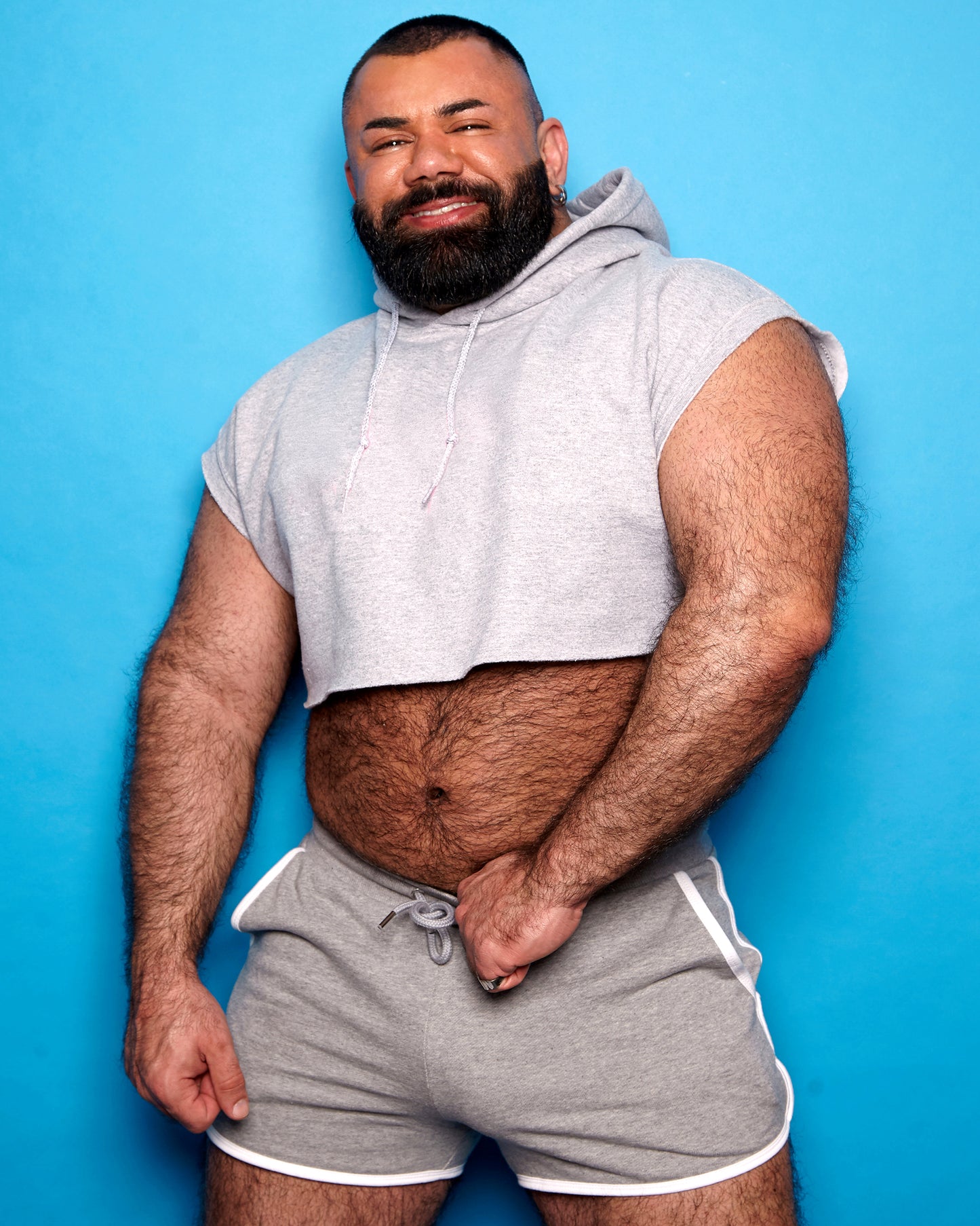 Sports grey hooded sweatshirt - crop top