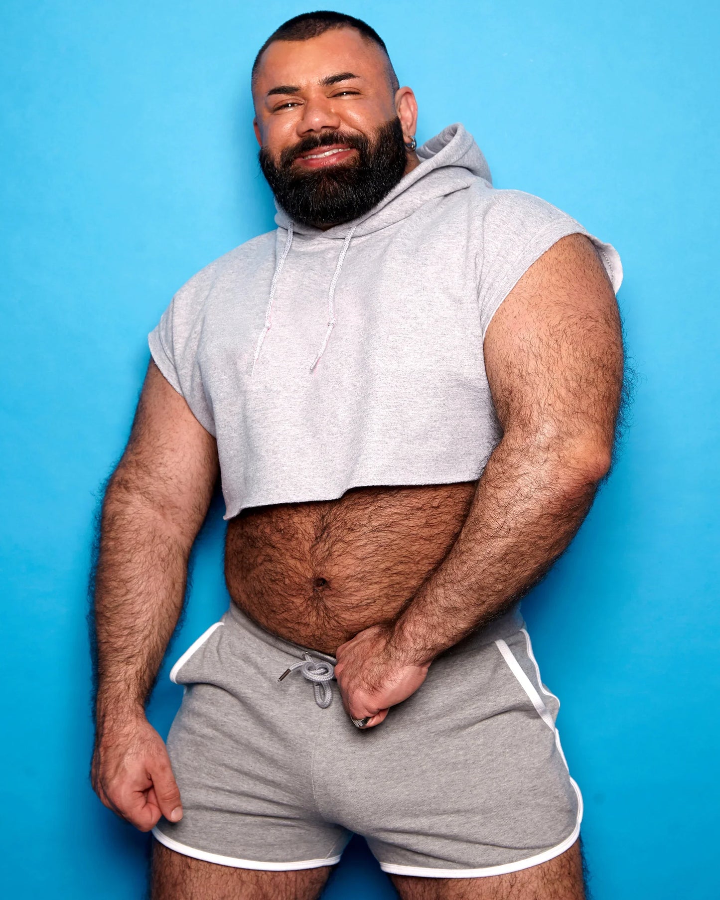 Sports grey hooded sweatshirt - crop top