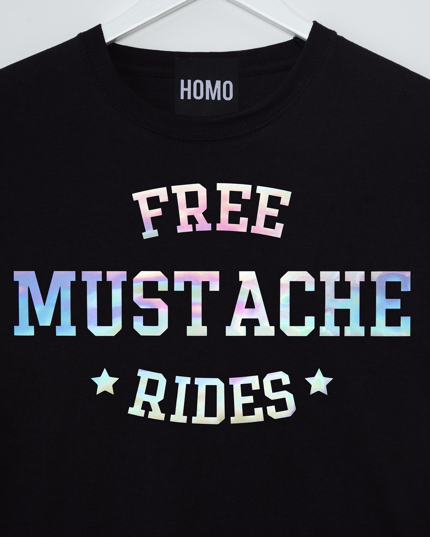 Free mustache rides, hologram - mens sideless tshirt