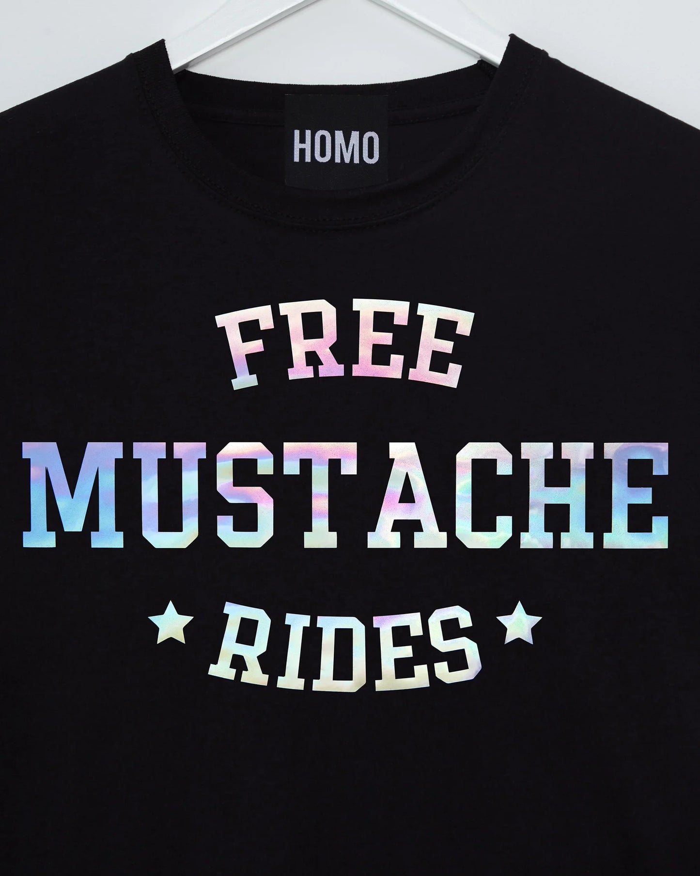 Free mustache rides, hologram - mens sideless tshirt