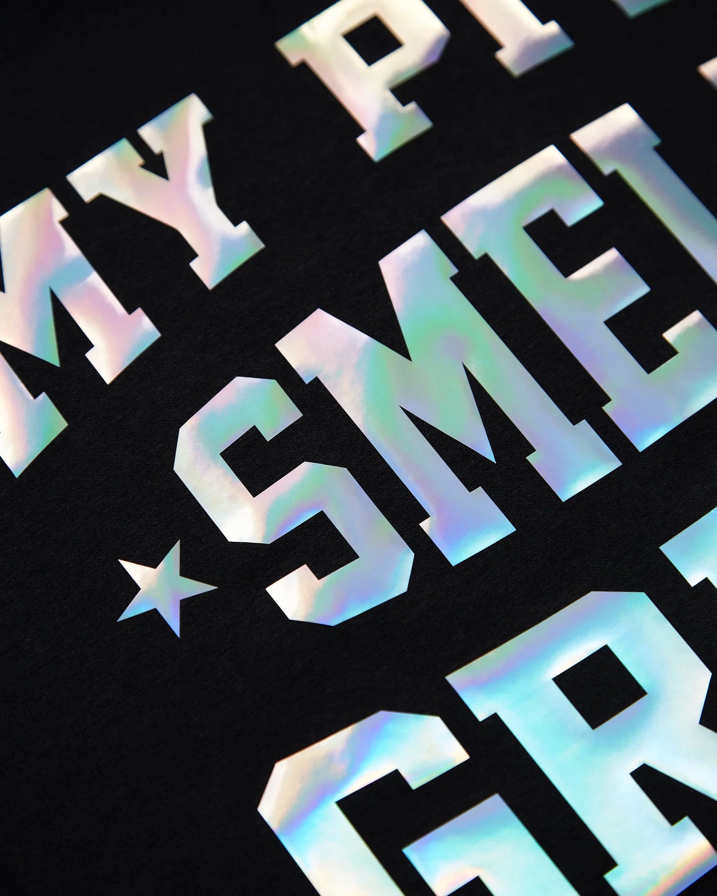 MY PITS SMELL GREAT, hologram print sleeveless tee - black