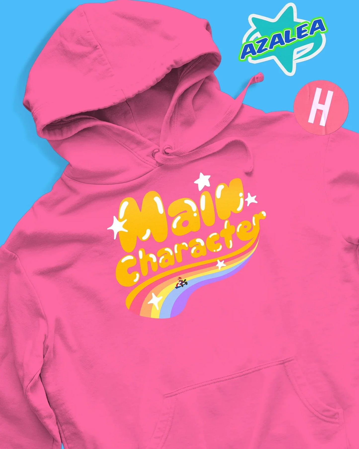 Main character slogan retro gaming inspired soft style hoodie - pink