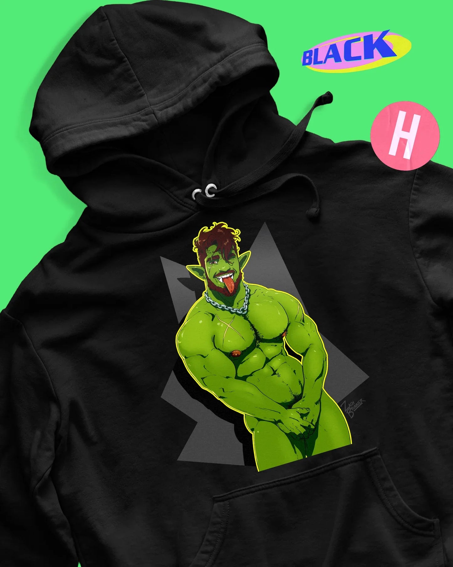 Cheeky orc soft style hoodie - black